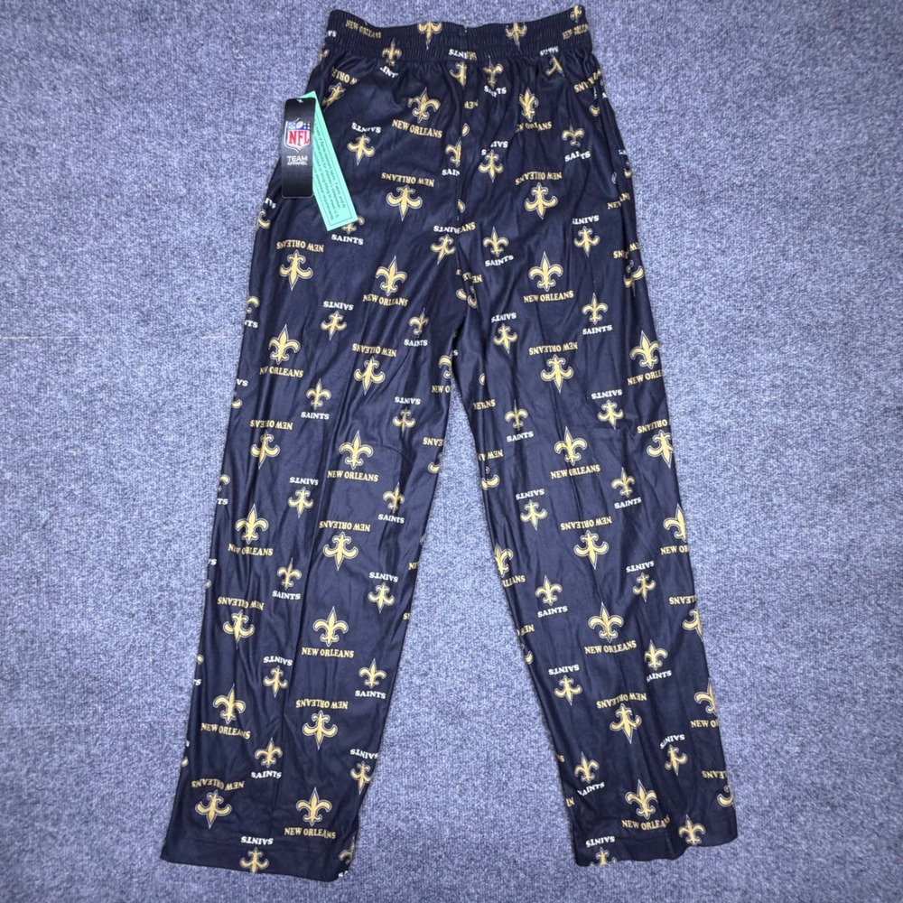 NFL Team Apparel New Orleans Saints Youth Pajama Pants Black Gold Fleur-de-lis L